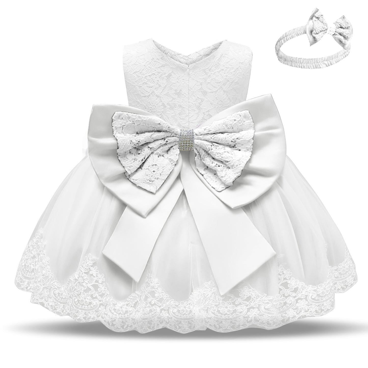 Baby Girls White Baptism Dress Newborn Princess Birthday Wear Toddler Flower Christening Ball Gown Kids Dresses for Girls 12 24M - MagicWhisper Boutique
