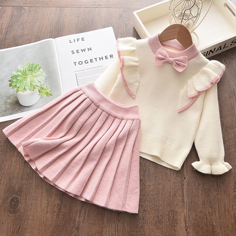 “Spring Princess Bow Outfit – Sweater & Skirt Set” - MagicWhisper Boutique