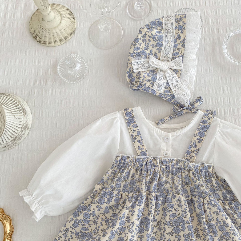 One Month Old Baby Little Floral Princess Fake Two Triangle Rompers - MagicWhisper Boutique