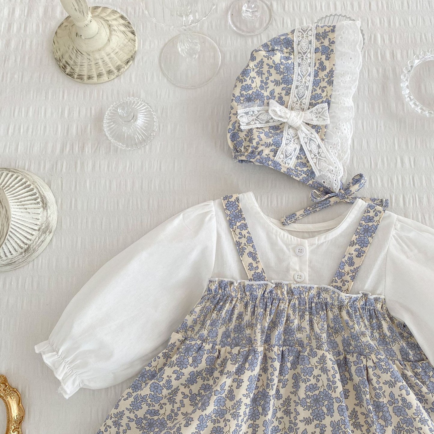 One Month Old Baby Little Floral Princess Fake Two Triangle Rompers - MagicWhisper Boutique