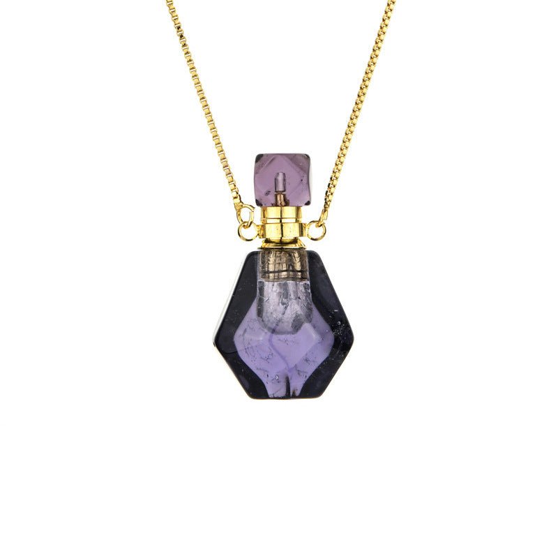 “Enchanted Amethyst & Rose Quartz Perfume Pendant ✨” - MagicWhisper Boutique