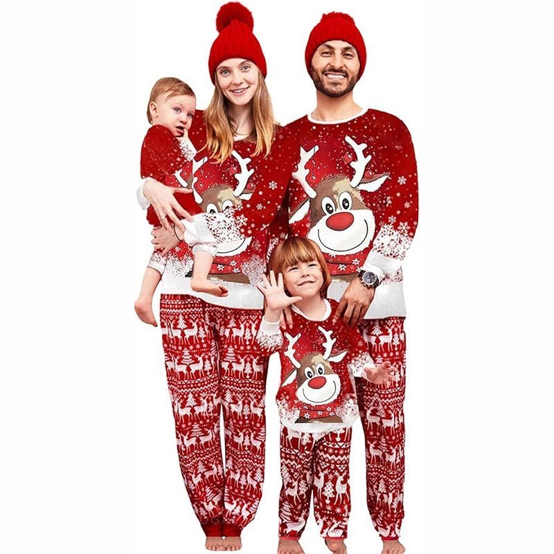 Parent - Child Two - piece Suit Elk Printing Pajamas Suit Homewear - MagicWhisper Boutique