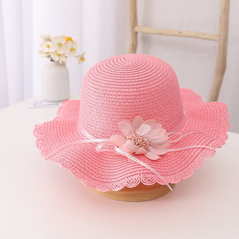 Children's Summer Sunshade Flower Princess Straw Hat Backpack Set - MagicWhisper Boutique