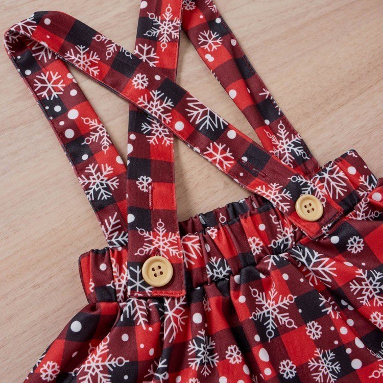 Baby Girls Christmas Clothing Print Tshirt Plaid Skirts - MagicWhisper Boutique