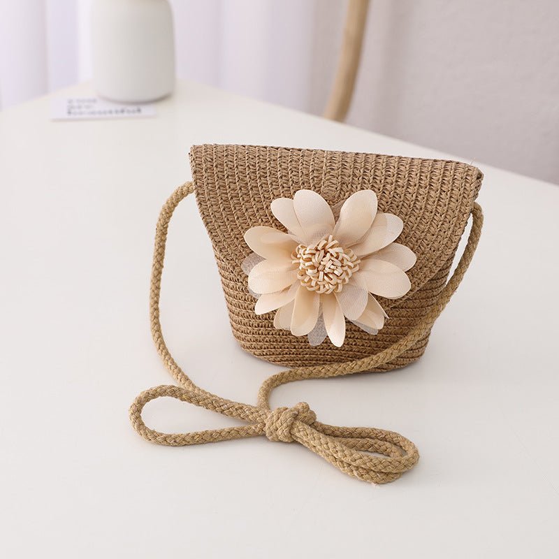 Children's Summer Sunshade Flower Princess Straw Hat Backpack Set - MagicWhisper Boutique