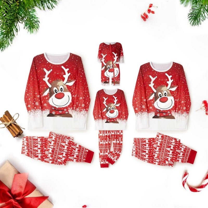 Parent - Child Two - piece Suit Elk Printing Pajamas Suit Homewear - MagicWhisper Boutique