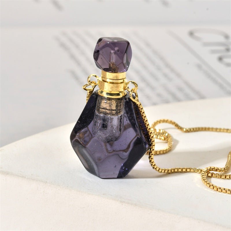 “Enchanted Amethyst & Rose Quartz Perfume Pendant ✨” - MagicWhisper Boutique