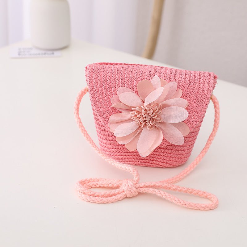 Children's Summer Sunshade Flower Princess Straw Hat Backpack Set - MagicWhisper Boutique