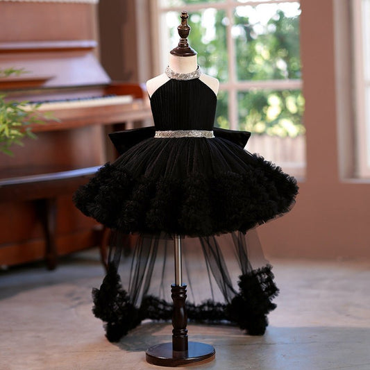 Classic Black Fall Princess Dress for Girls - MagicWhisper Boutique