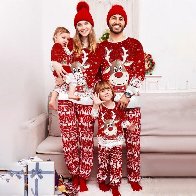 Parent - Child Two - piece Suit Elk Printing Pajamas Suit Homewear - MagicWhisper Boutique