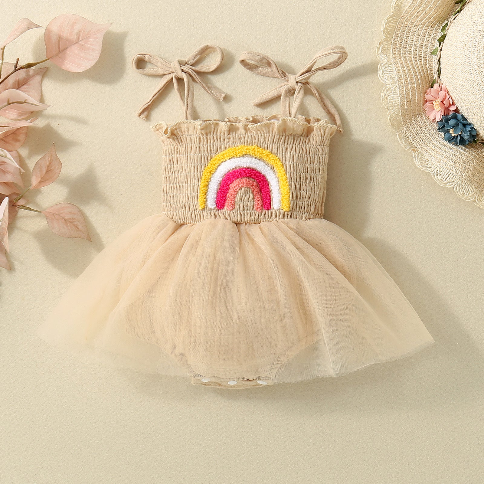 Sweet Rainbow Towel Embroidery Princess Dress - MagicWhisper Boutique