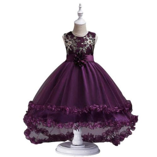 Girls Flower Princess Dress with Sequin Embroidery