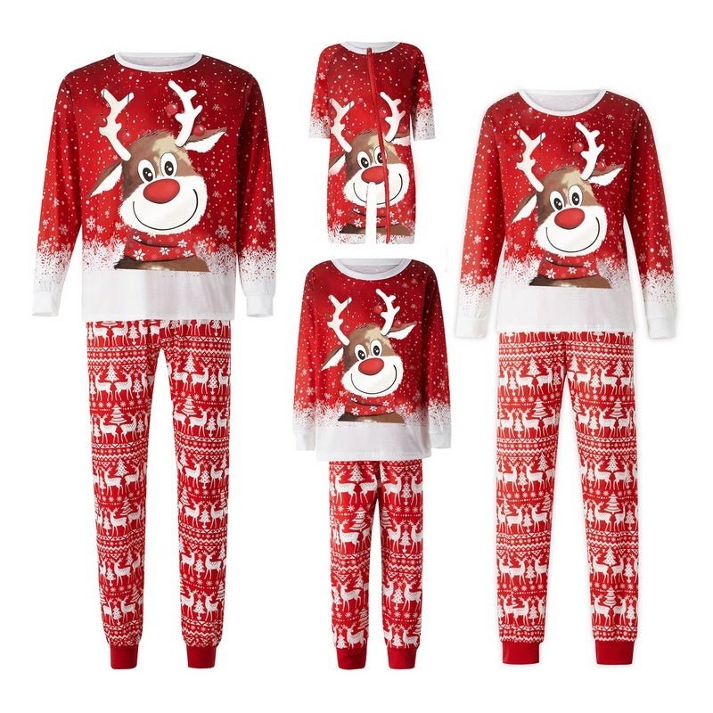 Parent - Child Two - piece Suit Elk Printing Pajamas Suit Homewear - MagicWhisper Boutique