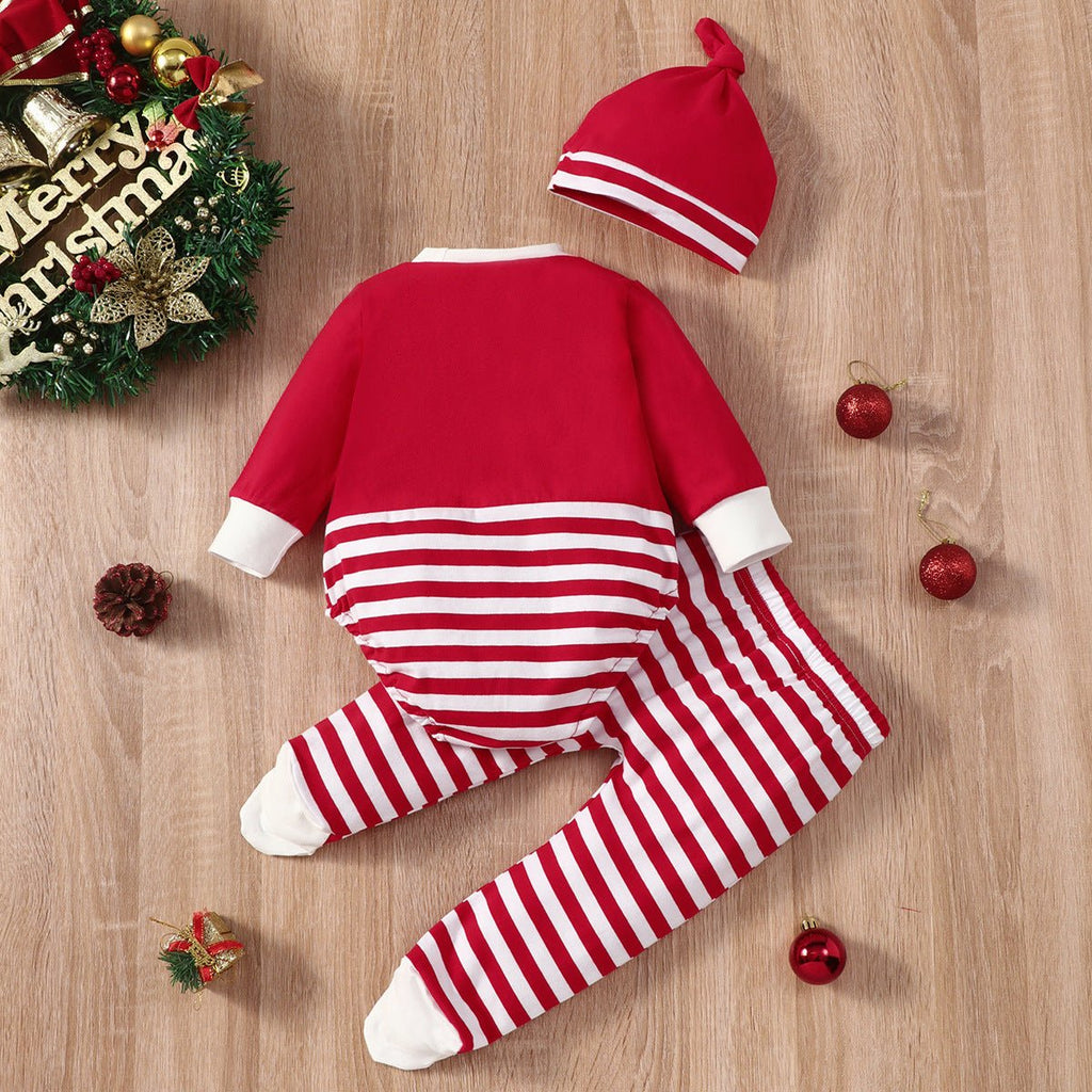 Kids Christmas Elk Striped Hat Set - MagicWhisper Boutique