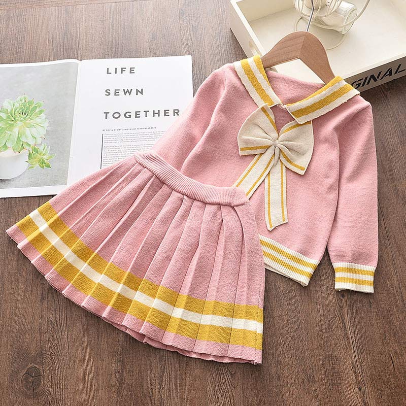 “Spring Princess Bow Outfit – Sweater & Skirt Set” - MagicWhisper Boutique