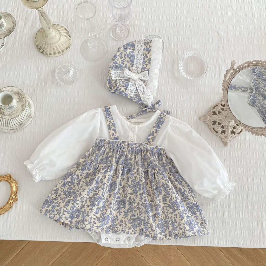 One Month Old Baby Little Floral Princess Fake Two Triangle Rompers - MagicWhisper Boutique