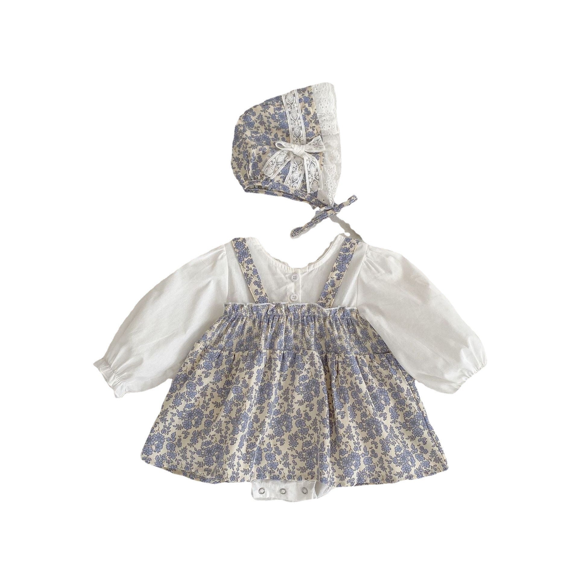 One Month Old Baby Little Floral Princess Fake Two Triangle Rompers - MagicWhisper Boutique