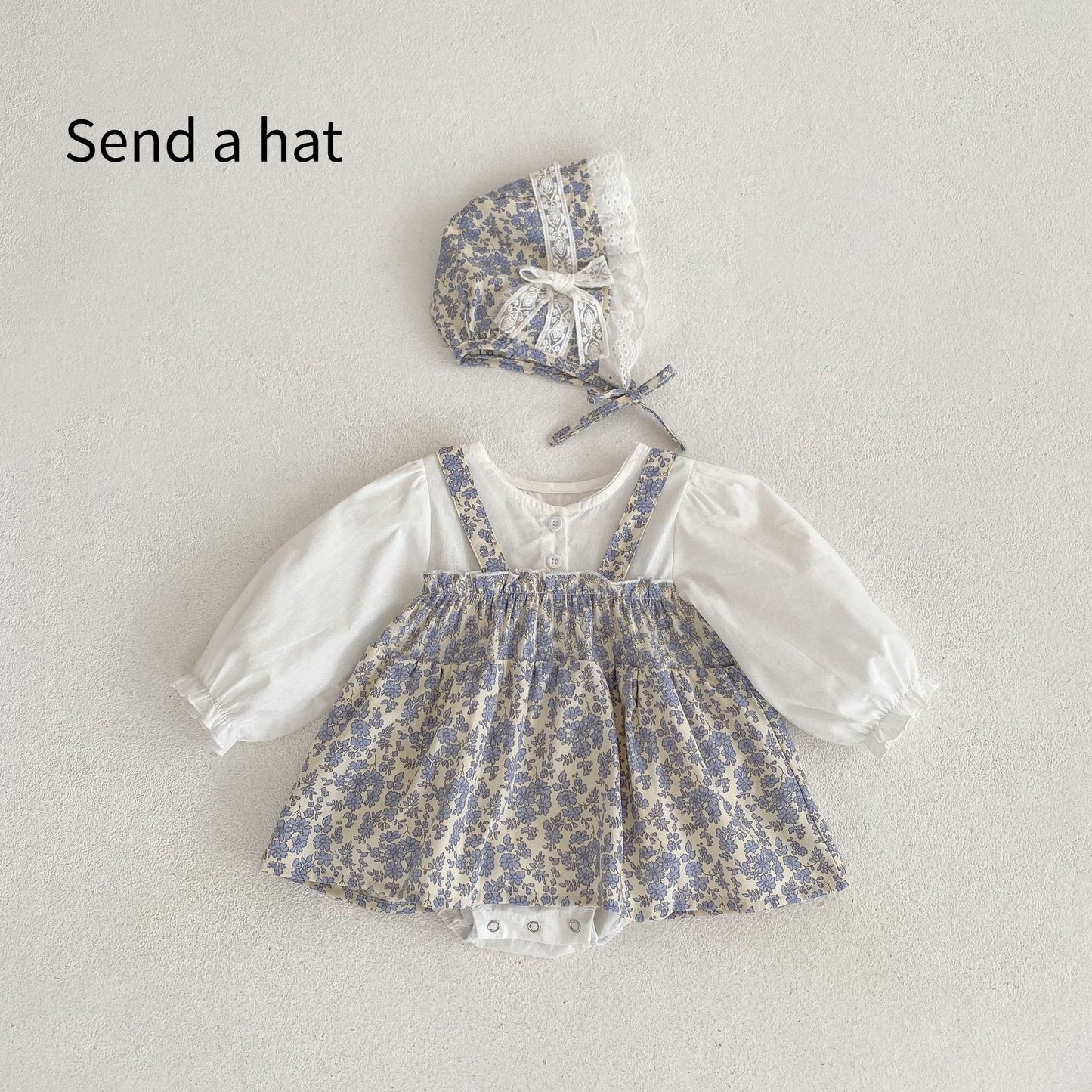 One Month Old Baby Little Floral Princess Fake Two Triangle Rompers - MagicWhisper Boutique