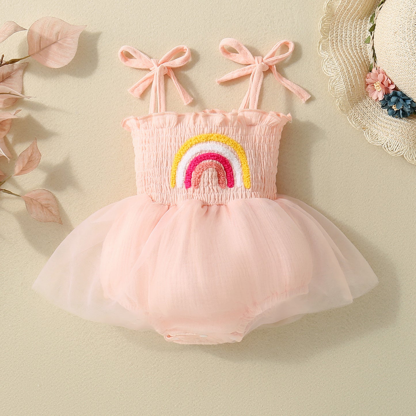 Sweet Rainbow Towel Embroidery Princess Dress - MagicWhisper Boutique