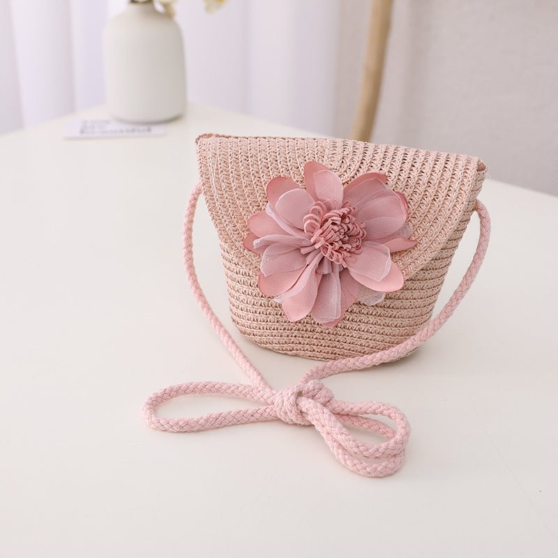 Children's Summer Sunshade Flower Princess Straw Hat Backpack Set - MagicWhisper Boutique